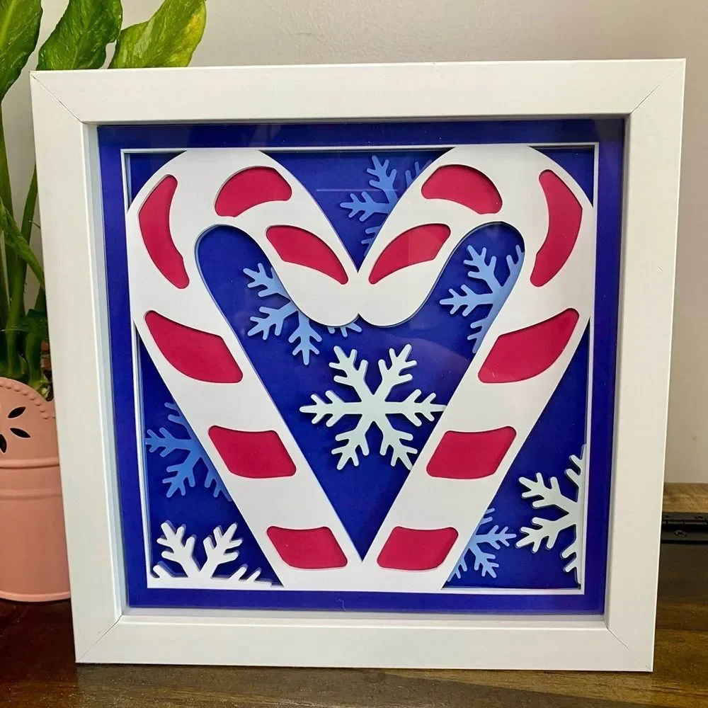 3D Candy Canes Christmas Shadowbox